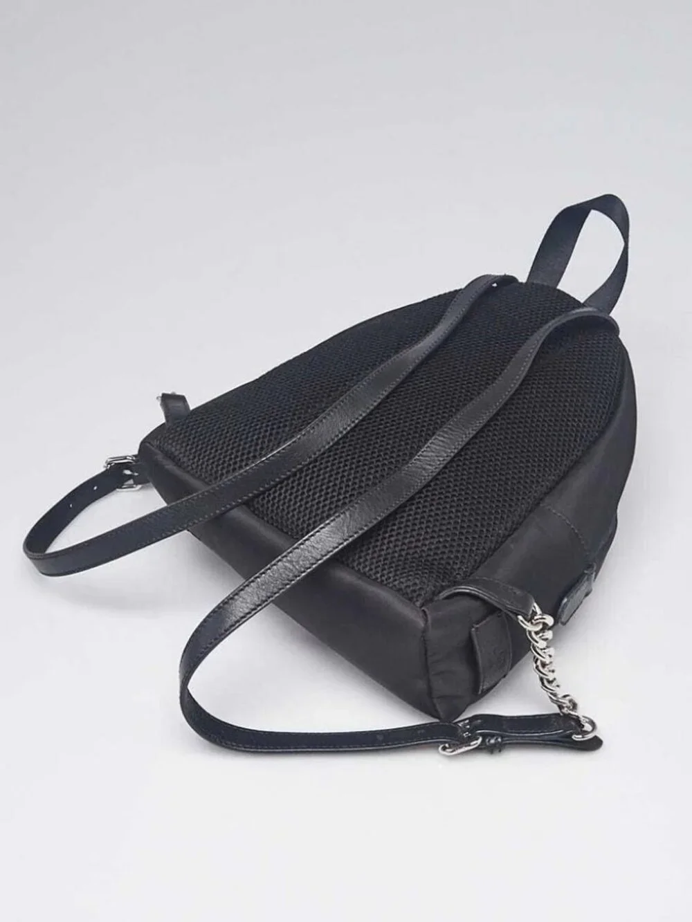 Fendi Black Nylon and Shearling Mini Backpack Bag 8BZ038